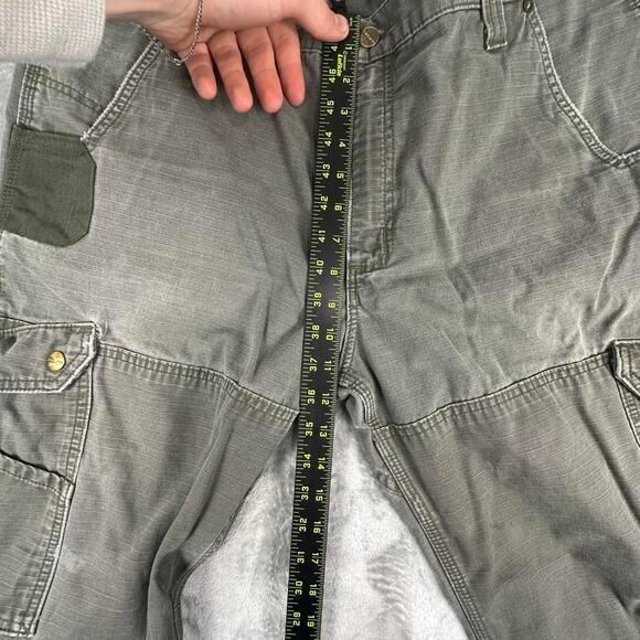 Vintage Carhartt Ripstop Double Knee Olive Green Cargo Pants B342-MOS Size 38x30 - Picture 5 of 8